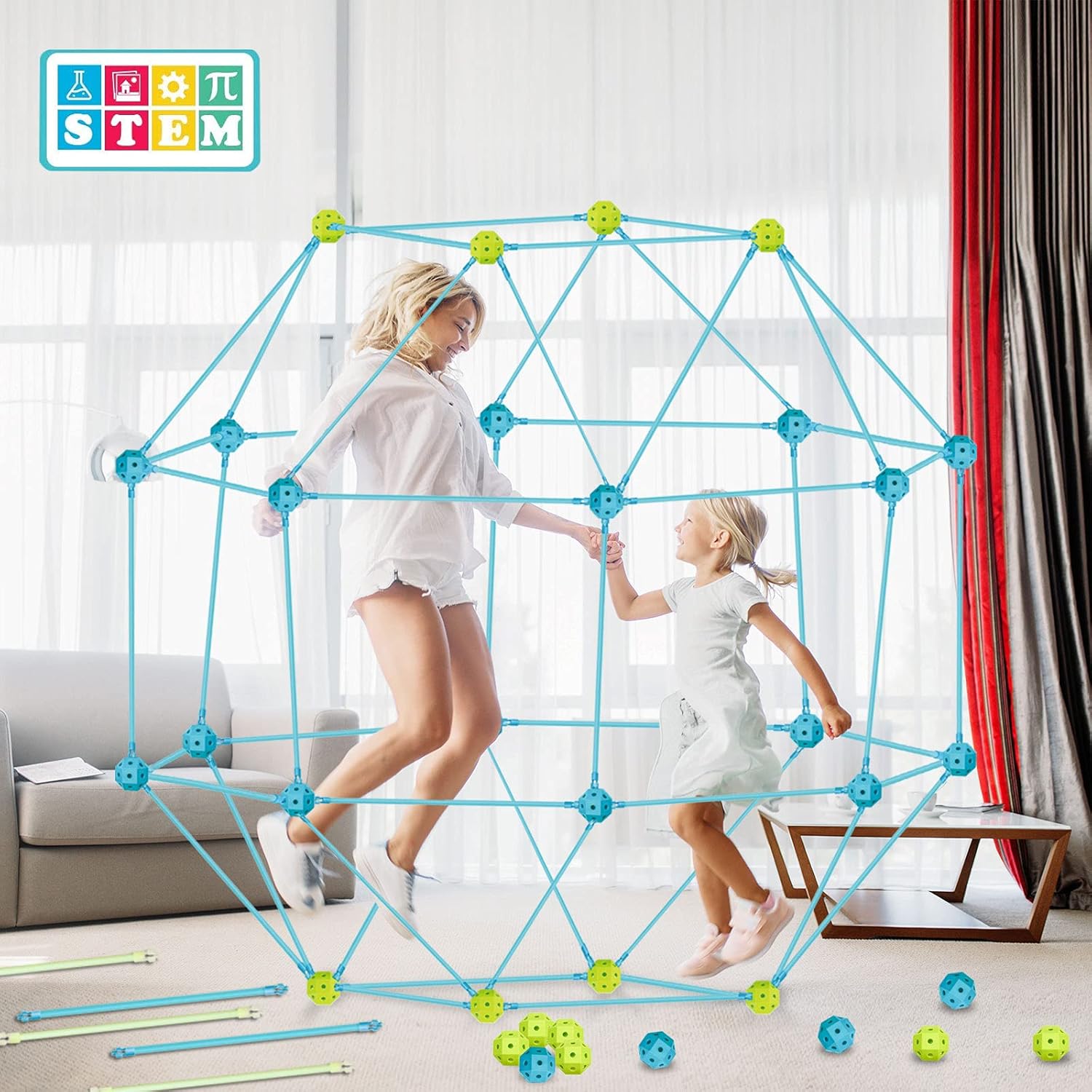 Myouth Fort Building Kit for Kids 145 Pieces Glow in Dark Construction STEM Fort Toys for 5 6 7 Year Old Boys Girls DIY Fort Builer Gift Castles Play