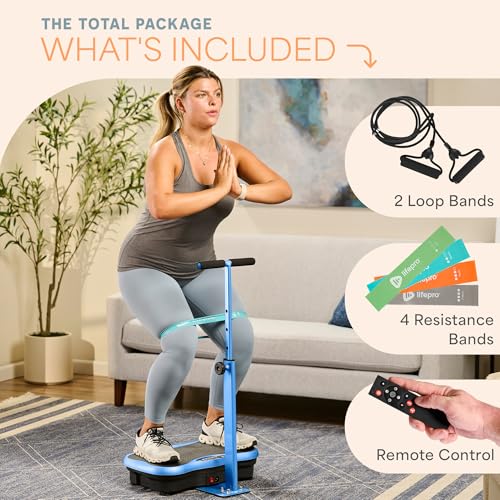 Lifepro TrimLite Vibration Plate Exercise Machine with Handlebars – Whole Body Vibration Machine, Ideal Lymphatic Drainage Massager – 99 Speed Levels