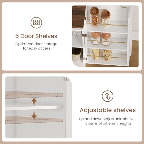Buffet Cabinet with Storage & Charging Station, 53" Farmhouse Coffee Cabinet with Compartment Drawer