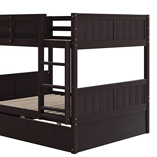 SOFTSEA Twin Over Full Bunk Bed with Slide, Solid Wood Bunk Beds with Stairs for Kids