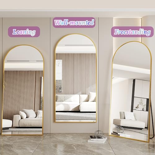 Full Length Mirror, 76"x34" Arched Floor Mirror Freestanding, Floor Standing Full Body Mirror with Stand for Bedroom