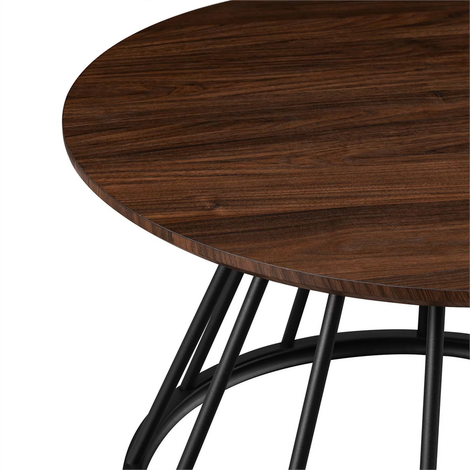 Pemberly Row 30" Wood Coffee Table with Metal Caged Base - Dark Walnut/ Black