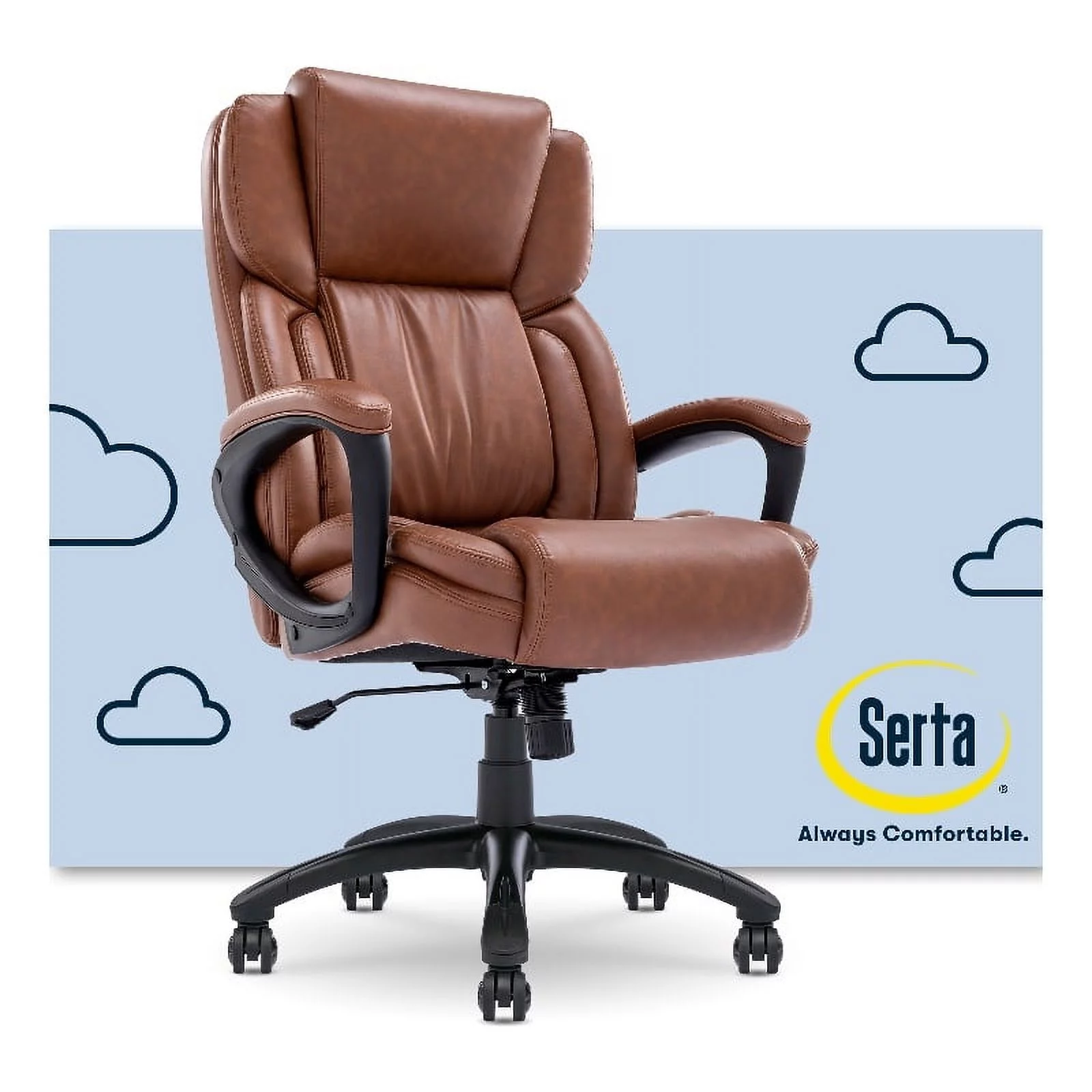 Serta Garret Executive Office Chair Cognac Bonded Leather