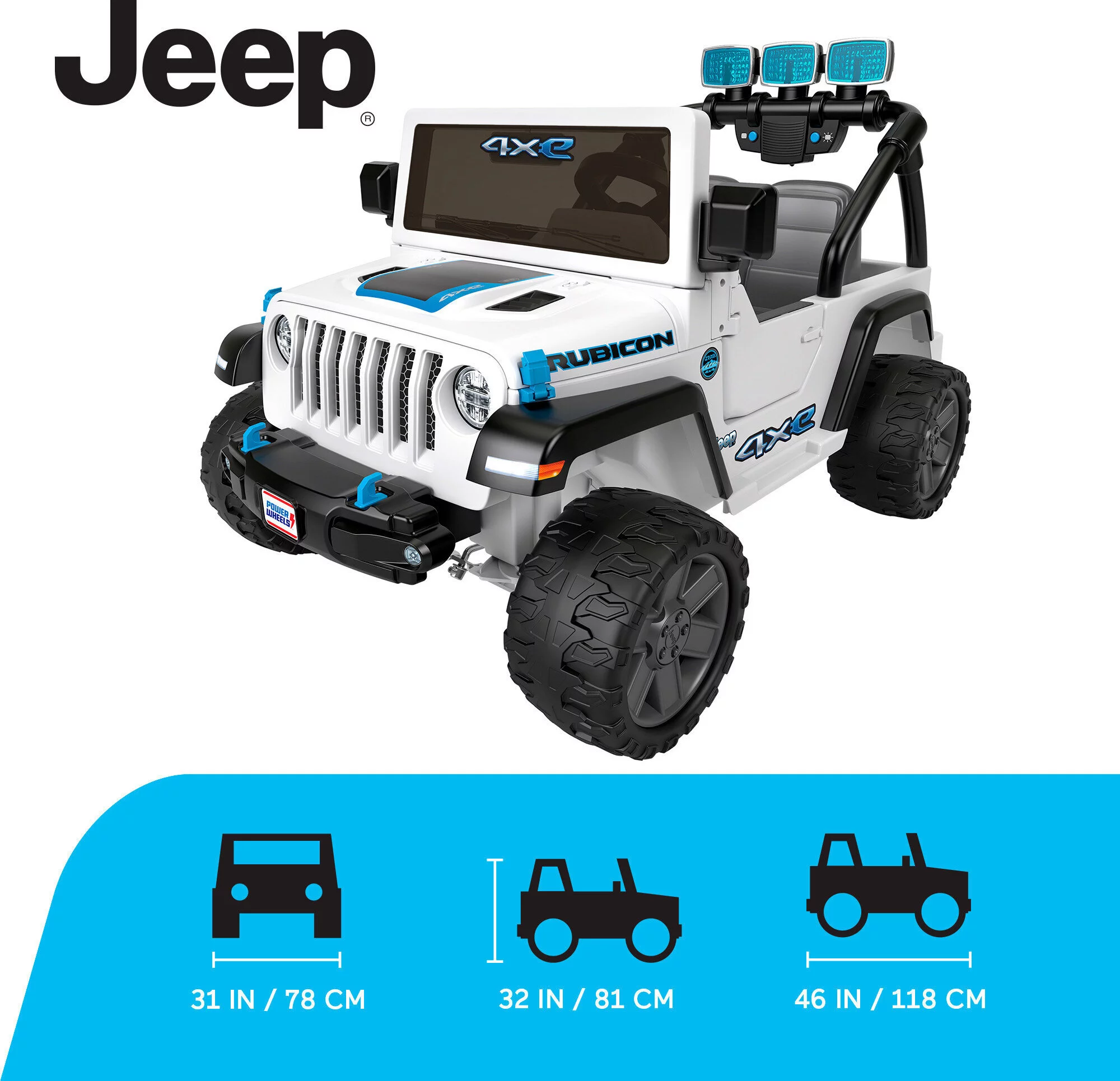 12V Power Wheels Jeep Wrangler 4xe Ride-On Toy with Sounds and Lights, Preschool Toy