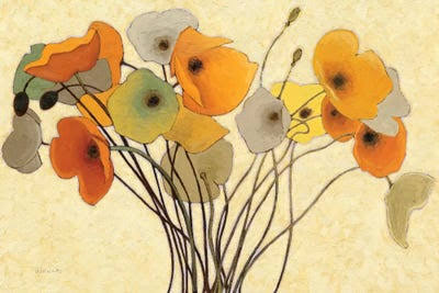 Shirley Novak Canvas Art Prints - Pumpkin Poppies I ( Floral u0026 Botanical u003E Flowers u003E Poppies art)