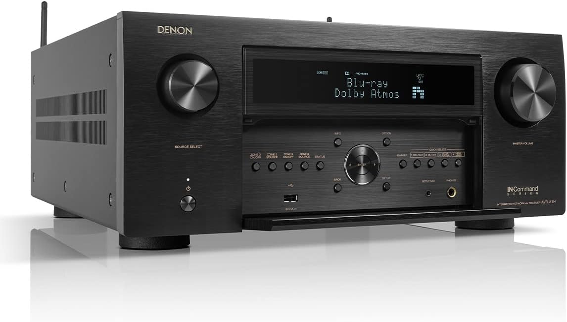 Denon AVR-A1H 15.4-Ch Receiver (150W X 15) - 4K/120 and 8K Home Theater Receiver (2022), Wireless Streaming via Bluetooth, Wi-Fi & HEOS Multi-Room