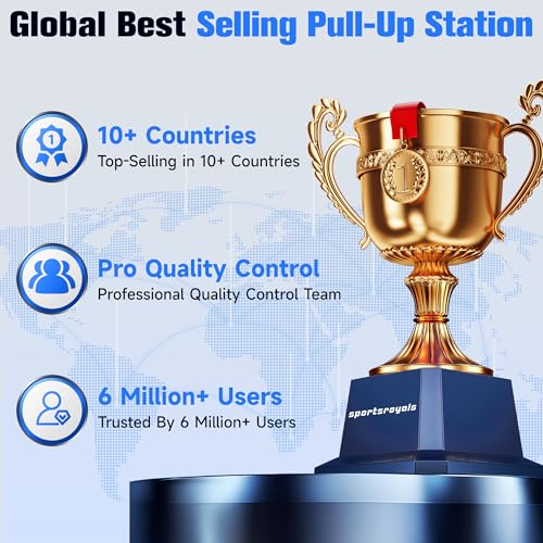 Sportsroyals Pull Up Bar Dip Station Power Tower Assistive Trainer Multi-Function Home Gym Strength Training Fitness Equipment 450LBS