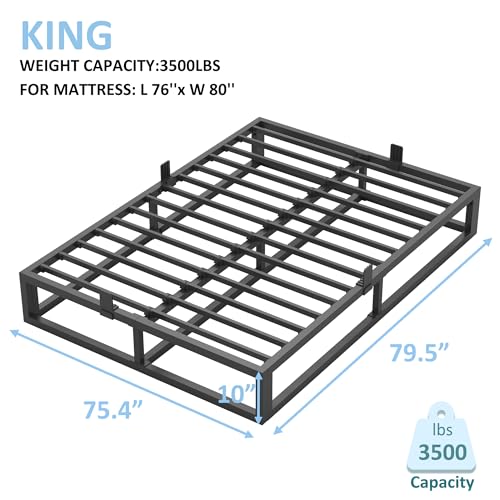 6 Inch Queen Bed Frame with Steel Slat Support, Low Profile Queen Metal Platform Bed Frame Support Mattress Foundation