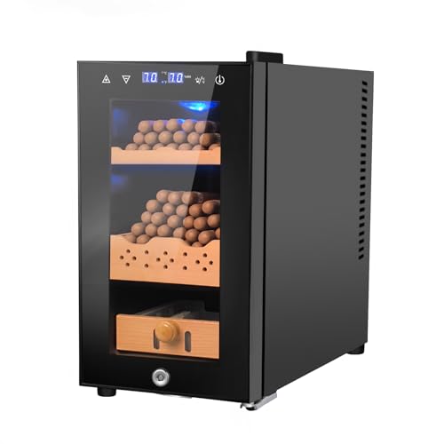 Cigar Electric Humidor, 35L 250 Counts Large Capacity Thermostatic Electric Cigar Cooler Cabinet with Digital LED Screen, Safety Lock