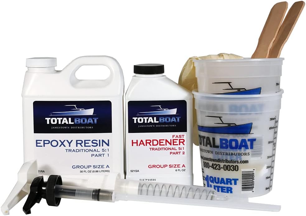 TotalBoat 5:1 Epoxy Resin Kits, Marine Grade Epoxy for Fiberglass and Wood Boat Building and Repair Pack of 2