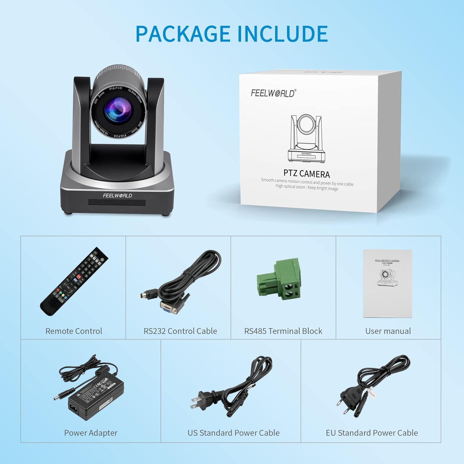 FEELWORLD POE20X Simultaneous 3G SDI HDMI IP PTZ Camera 20X Optical Zoom Support PoE Full HD 1080P 60fps for Church Live Streaming Conference
