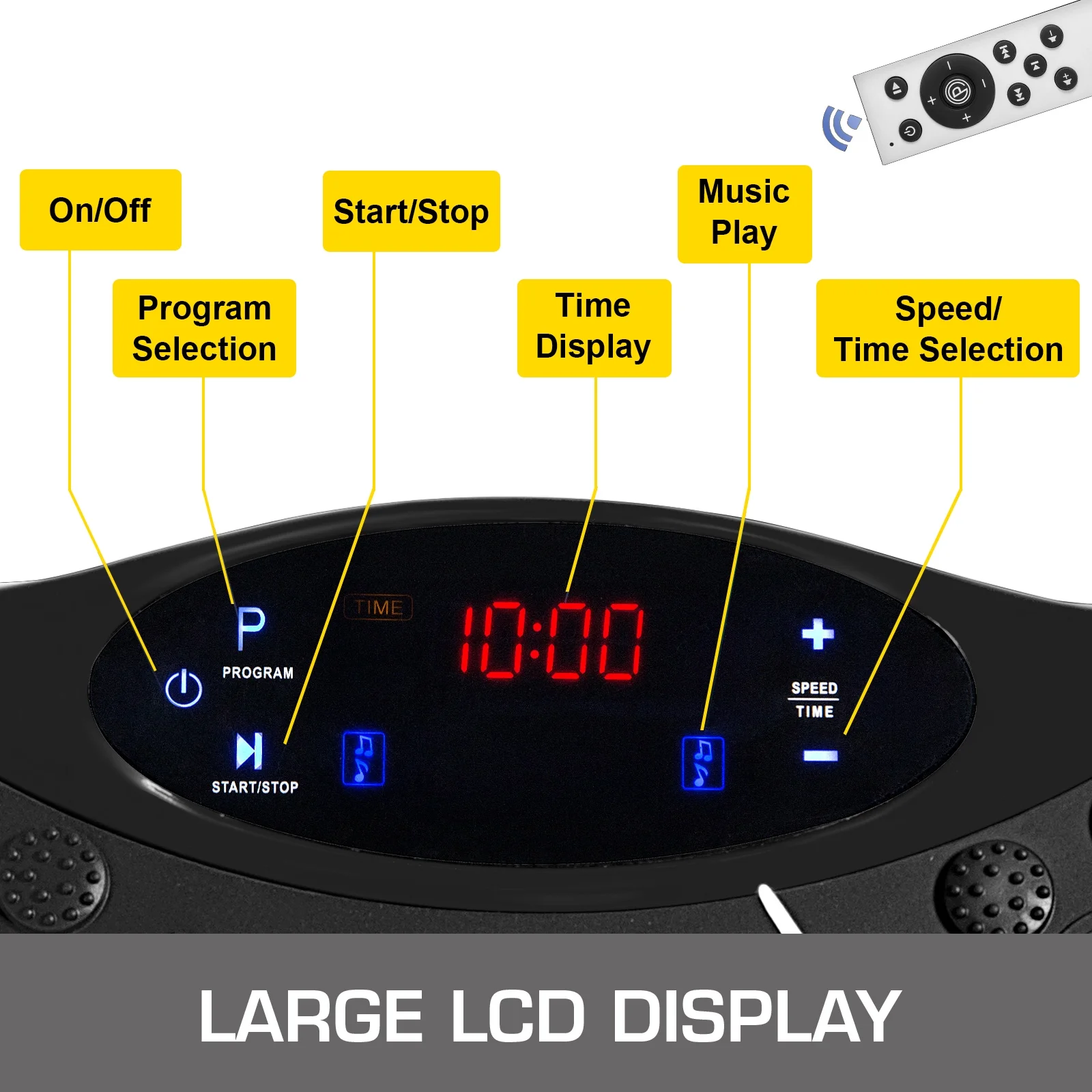 VEVOR Vibration Platform, Full Body Exercise Vibration Plate, Vibration Machine 350lbs LCD 3 Levels Massage Remote Bluetooth USB Music