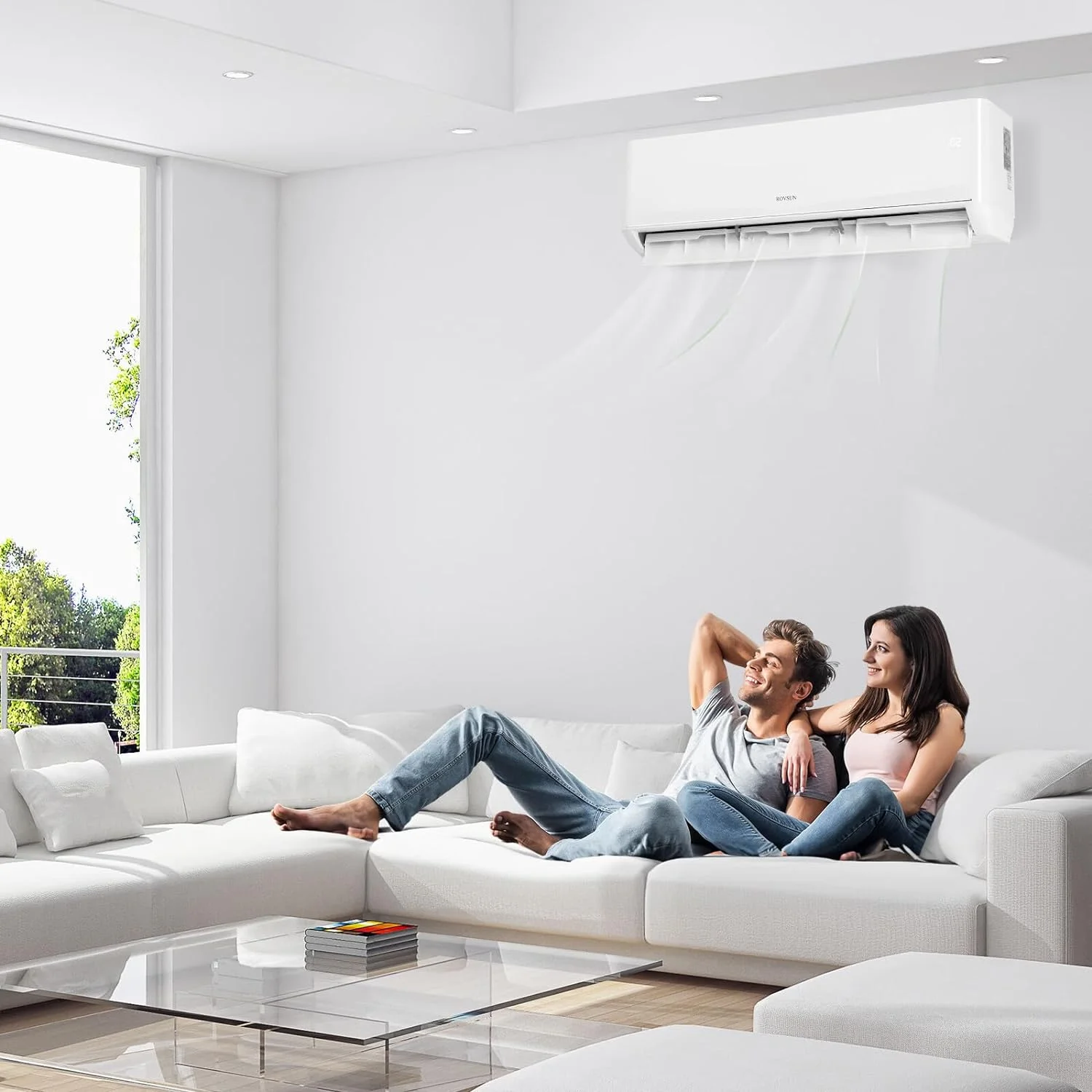 ROVSUN 18,000 BTU Wifi Enabled 22 SEER Mini Split AC/Heating System with Inverter, 230V Ductless Split System Air Conditioner w/Pre-Charged Condenser