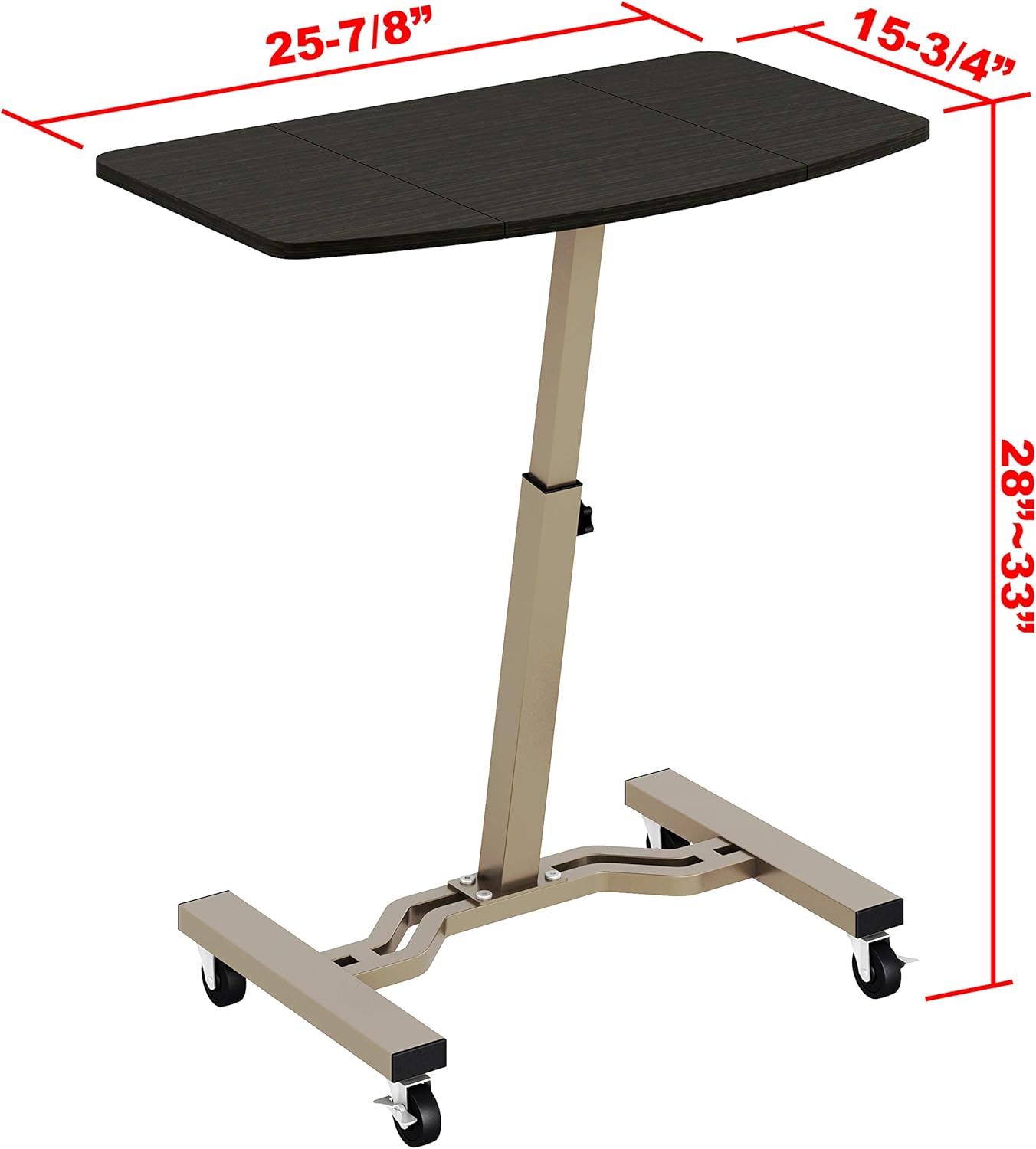 Height Adjustable Mobile Laptop Stand Desk Rolling Cart, Height Adjustable from 28'' to 33'' Pack of 2