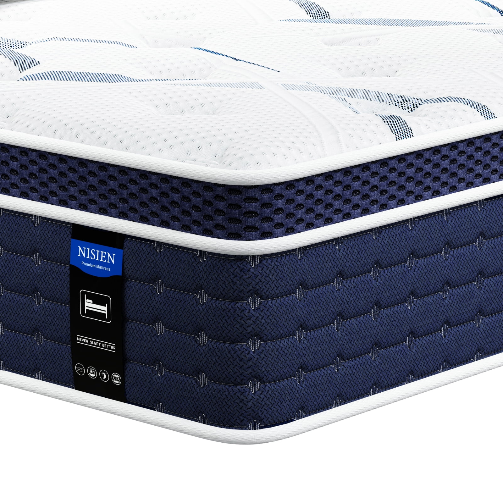 King Mattress,Nisien 12 Inch Hybrid Mattress in a Box, Gel Foam Mattress, Individually Wrapped Pocket Coils Innerspring Mattress