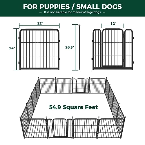 FXW Rollick Dog Playpen for Yard, RV Camping, 32 inch 16 Panels for Small and Medium Dogs│Patented