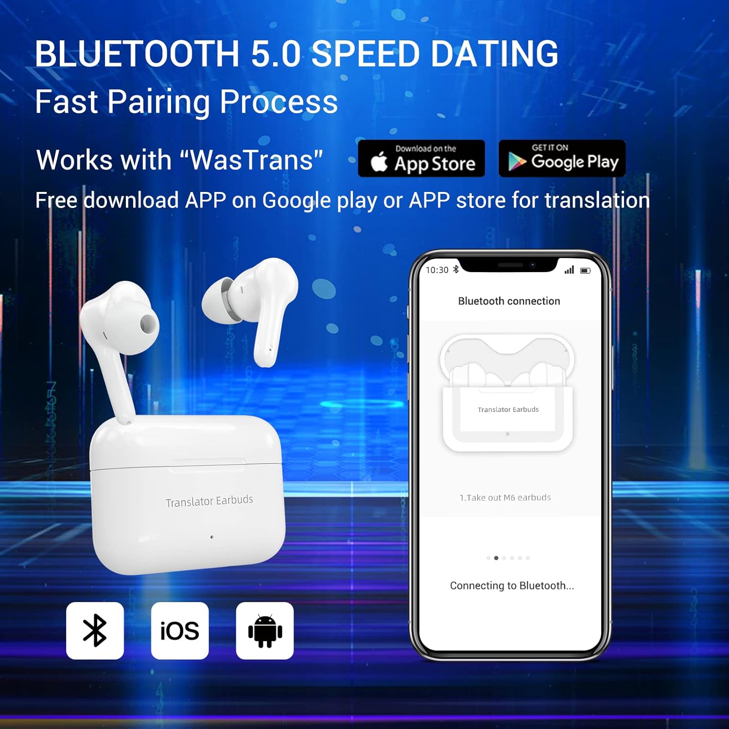 Xupurtlk Language Translator Earbuds 71 Language & 56 Accents Instant Voice Language Translator with Bluetooth & APP for Translating and Music and