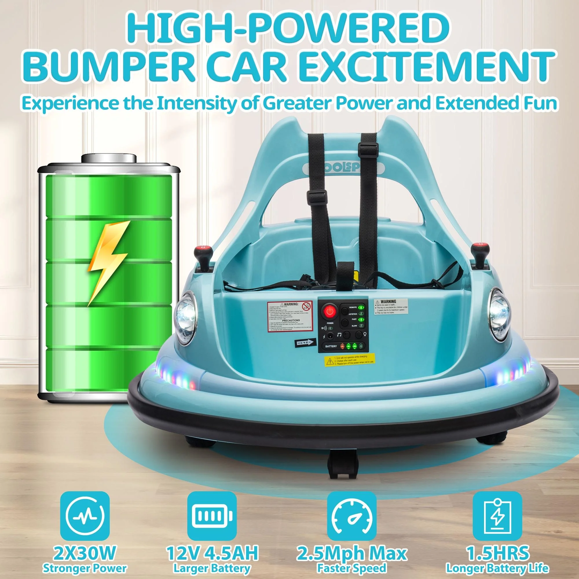 iRerts 12V Bumper Cars for Kids, Bumper Car Ride on with Remote Control, Battery Powered Kids Ride on Toys for 2-5 Year Old Boys Girls