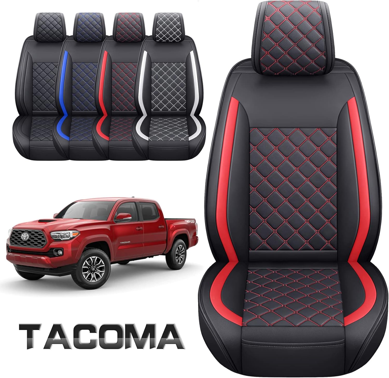 Tomatoman Car Seat Covers Customized for 2005-2022 Toyota Tacoma Double Cab TRD Off-Road Sx Package Nightshade Edition Pickup Truck