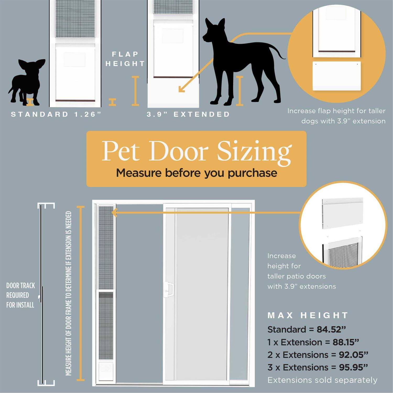 Hakuna Pets Patio Pet Door Screen Insert Panel for Sliding Doors Fits Door Track Min Ht Max Ht 84.25 - Pet Supplies online store