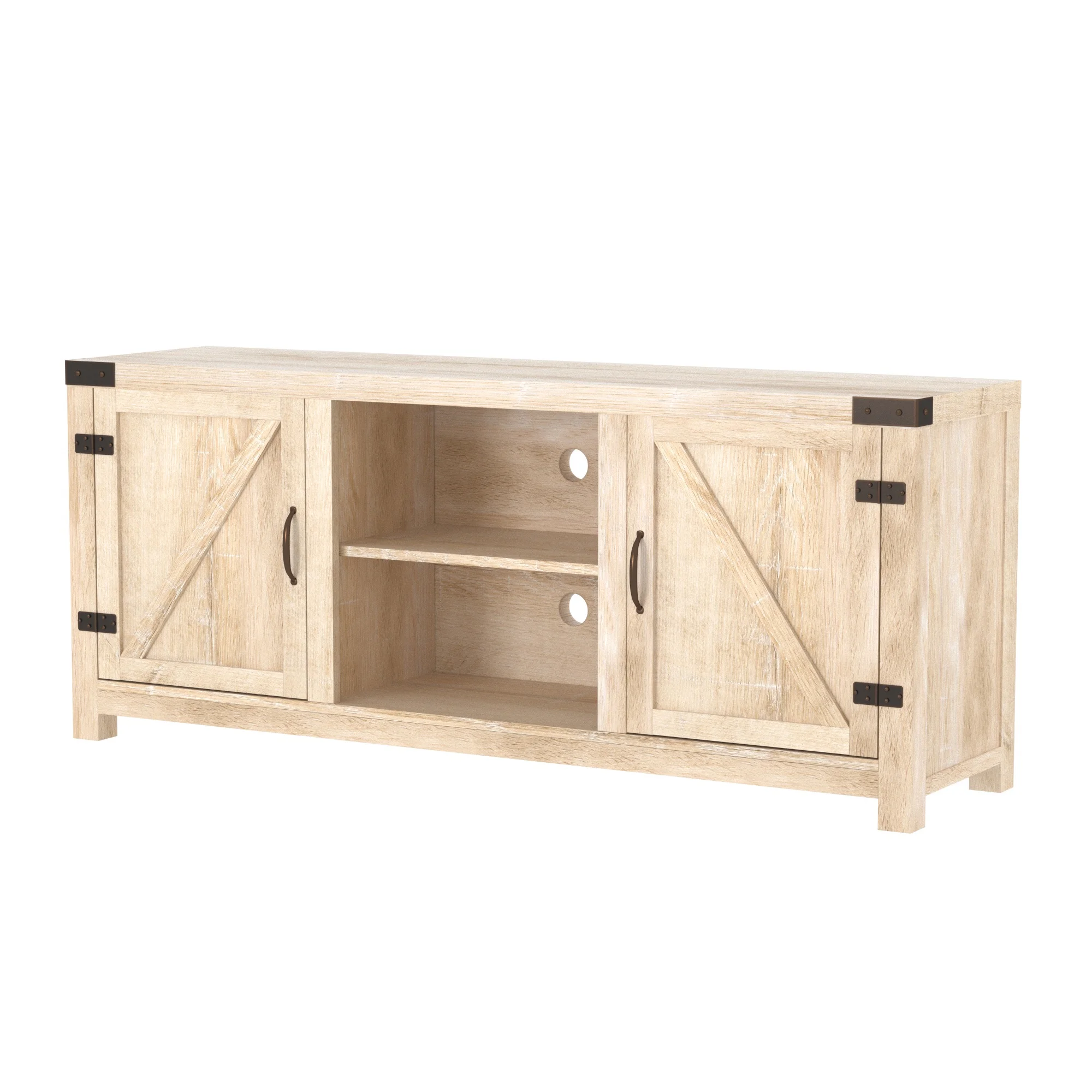 Walker Edison Modern Farmhouse Barn Door TV Stand for TVs up to 65, Grey Wash