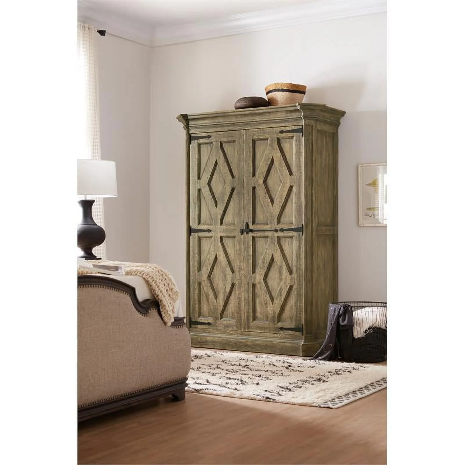 Atlin Designs Traditional 2-Door Wood Wardrobe in Vintage Barn Oak
