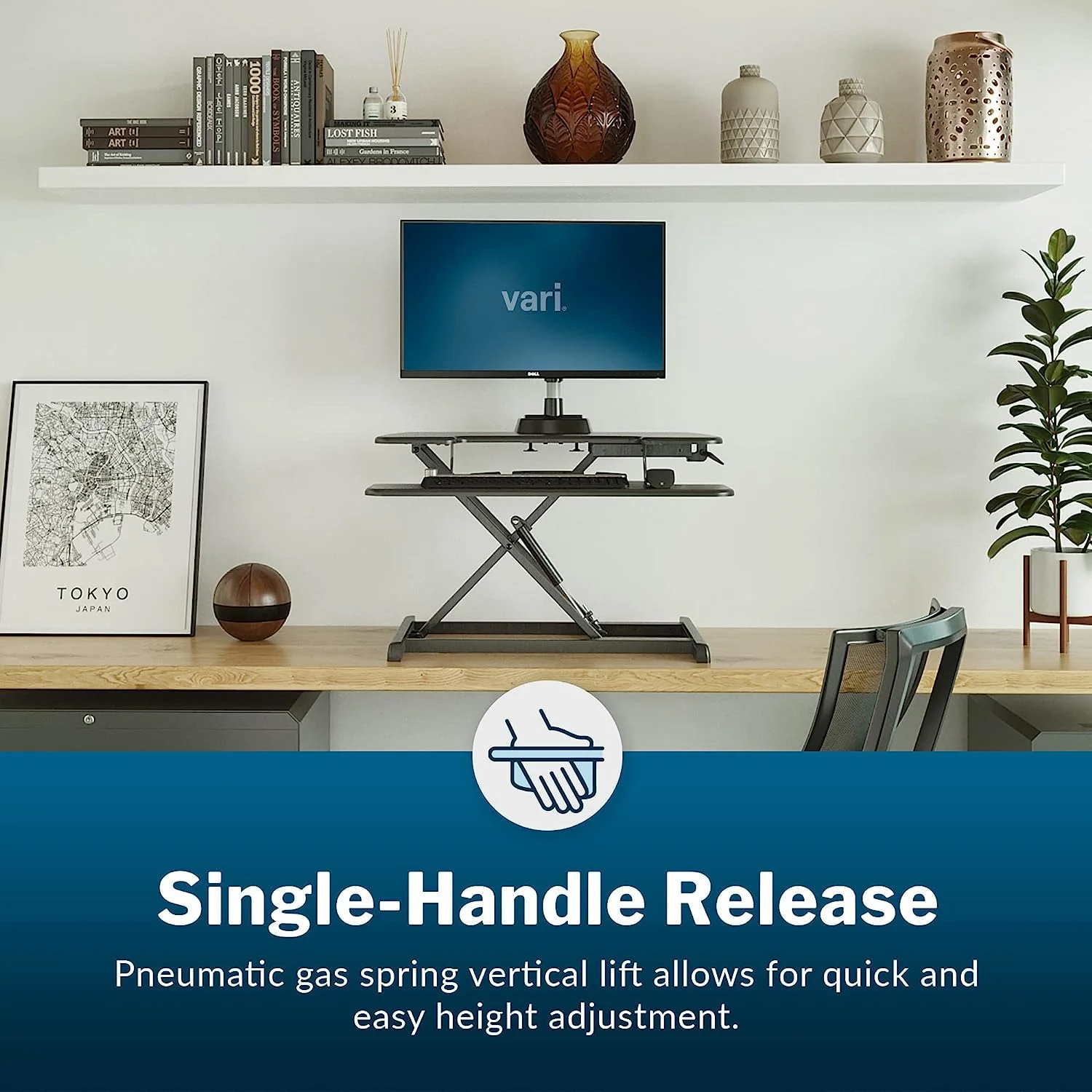 Popular - VariDesk Essential Vertical Lift 30 - Compact Two-Tier Standing Desk Converter for Monitor &amp; Accessories