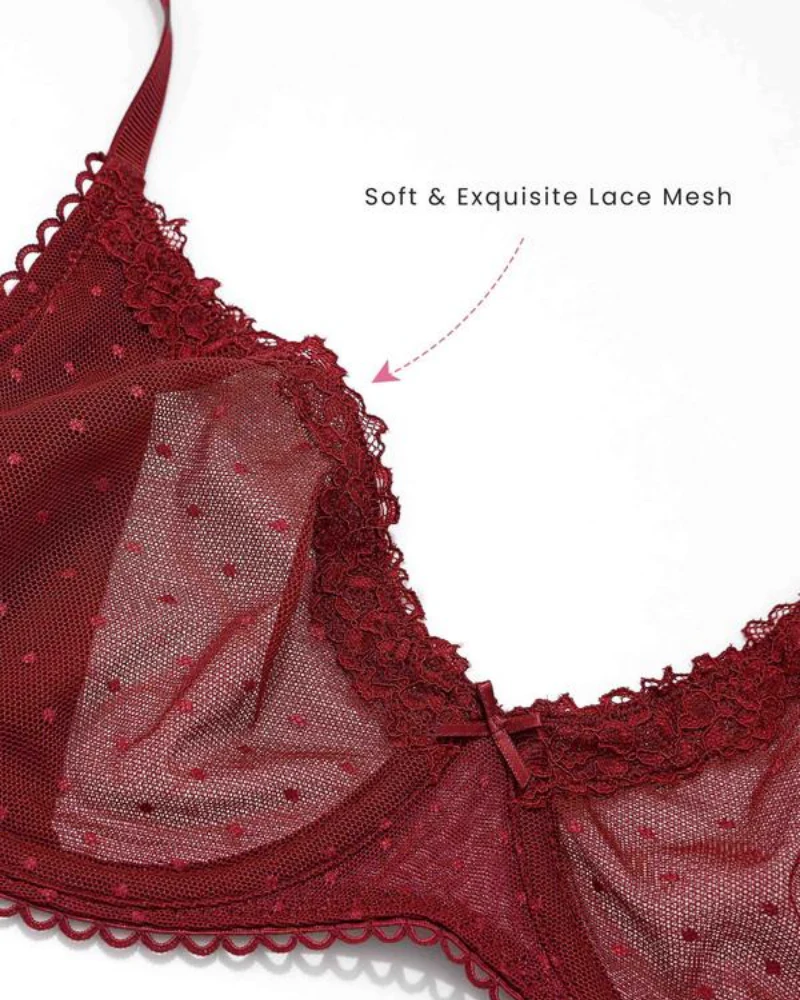 Women's Balconette Lace Bra See Through Demi Sheer