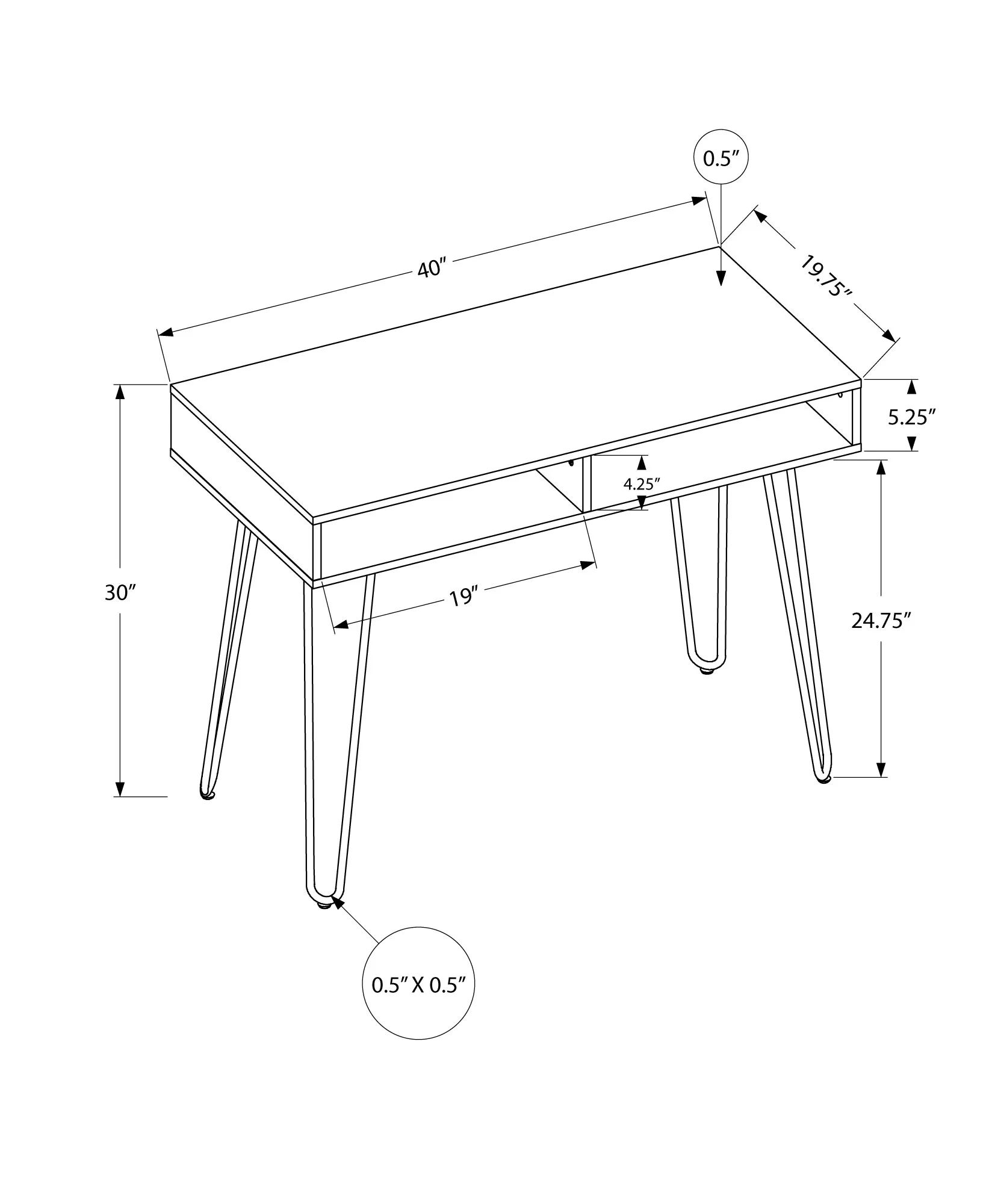Monarch Specialties Computer Desk, Home Office, Laptop, Storage Drawers, 40"L, Work, Grey Laminate