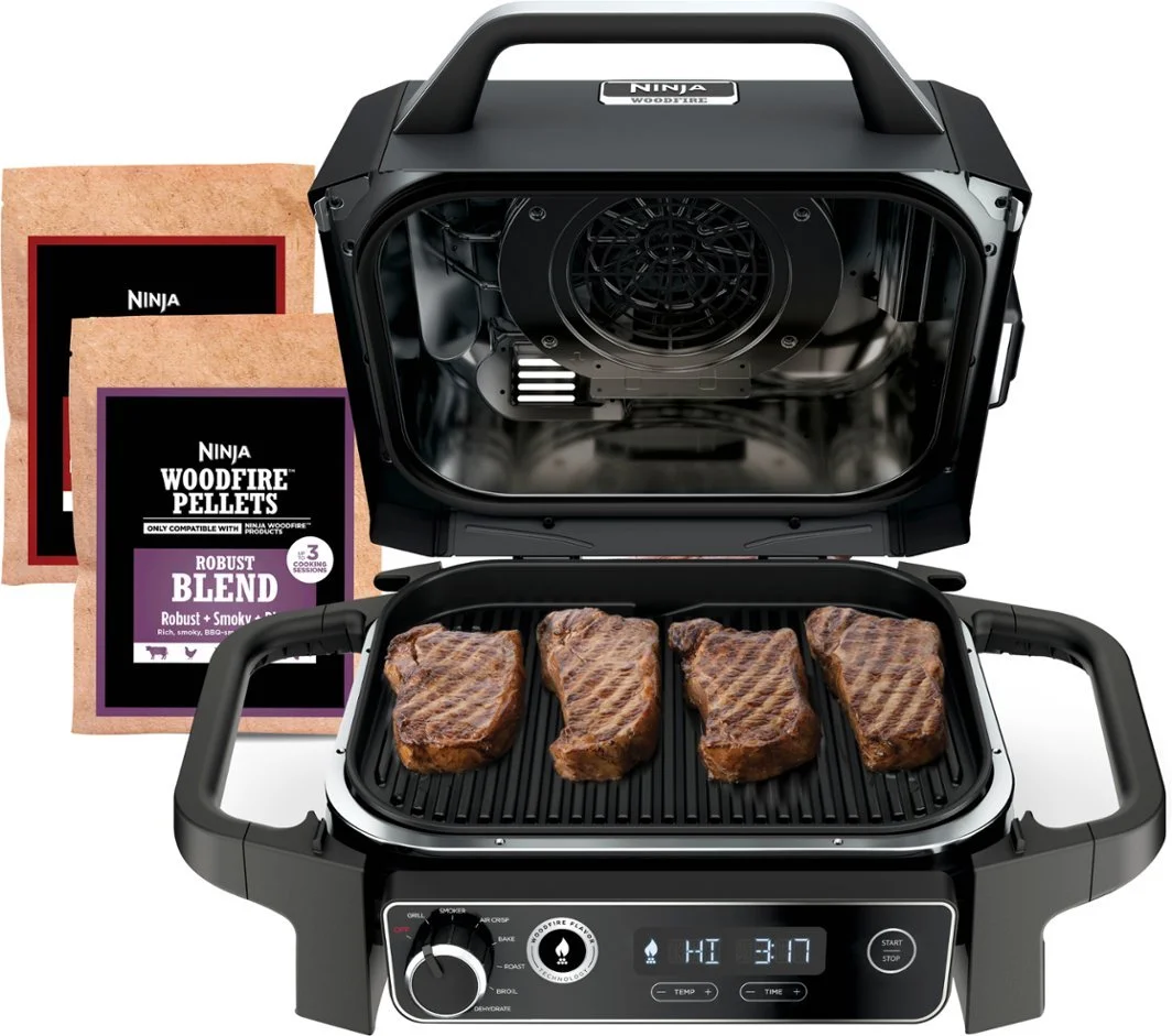 Woodfire Outdoor Grill & Smoker, 7-in-1 Master Grill, BBQ Smoker, & Outdoor Air Fryer with Woodfire Technology - Grey OG701