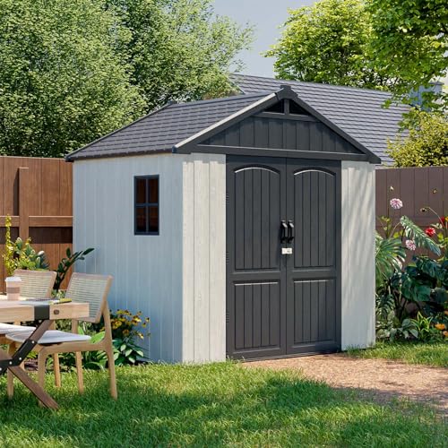 Patiowell 6x4 FT Plastic Outdoor Storage Shed, Resin Shed Perfect to Store Patio Furniture, GardenTools Bike Accessories, Beach Chairs and Lawn Mower