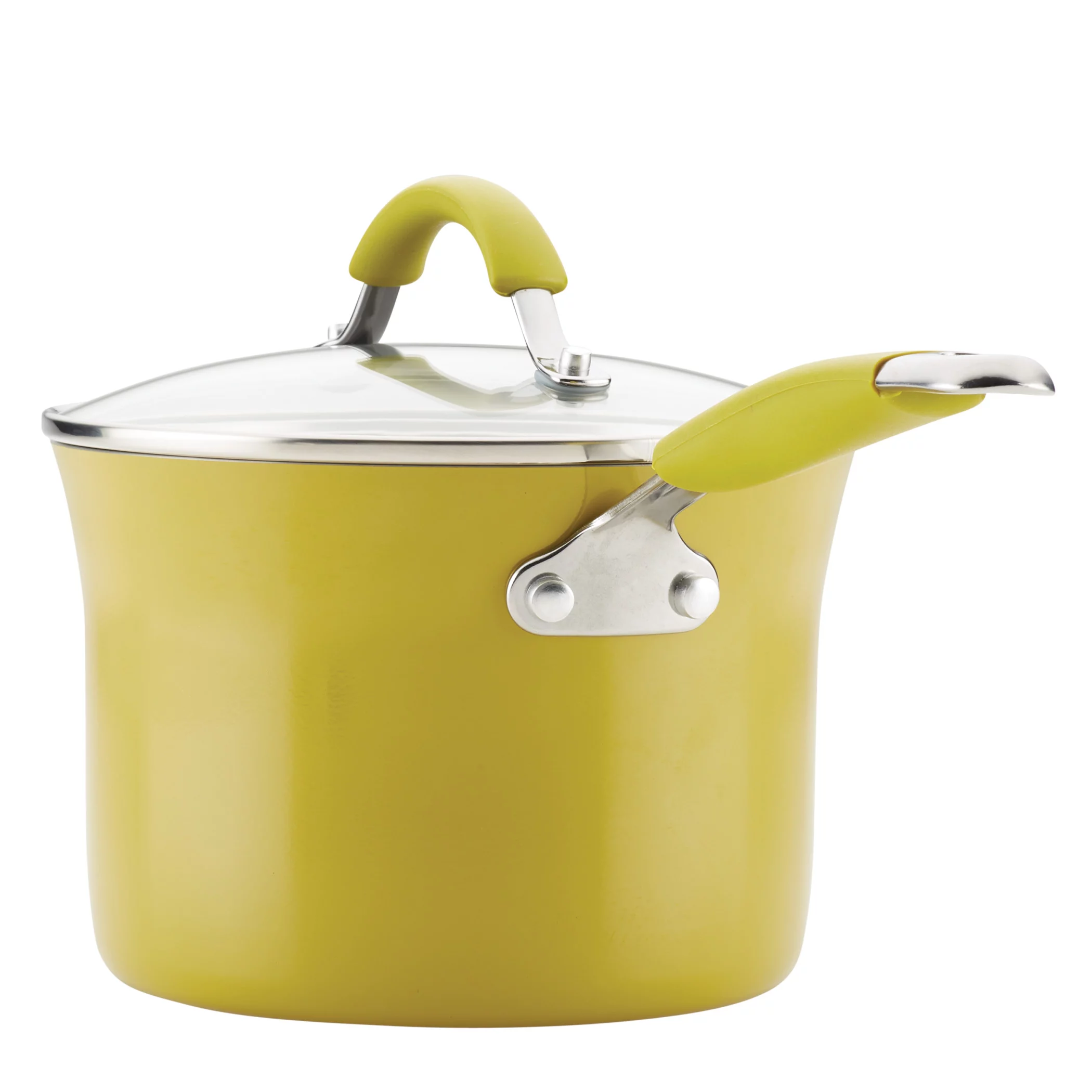 Rachael Ray 12 Piece Cucina Hard Porcelain Enamel Nonstick Pots and Pans, Lemongrass Green
