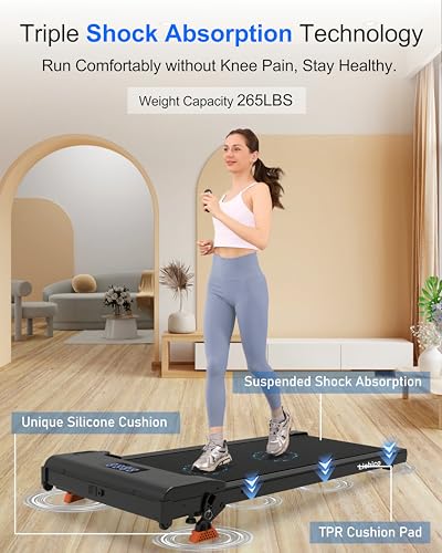 Lichico Walking Pad Under Desk Treadmill，Portable Small Treadmills for Home and Office，Super Quiet Brushless Motorized Walking Jogging Running