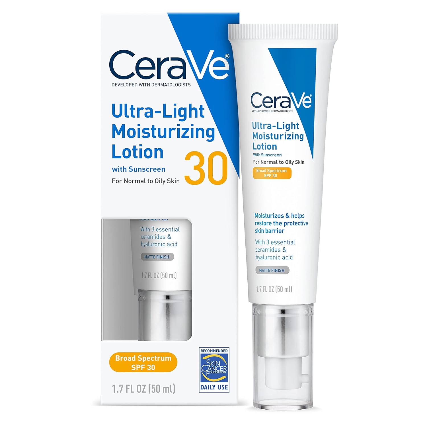CeraVe Ultra-Light Moisturizing Lotion With SPF 30| Daily Face Moisturizer with SPF | Formulated with Hyaluronic Acid & Ceramides | Broad Spectrum