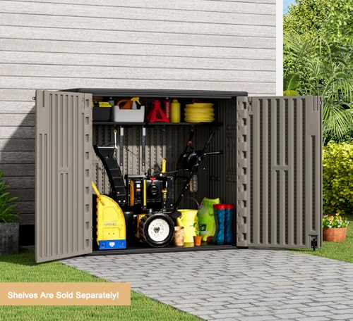 KINYING Outdoor Vertical Storage Shed,57 Cu.ft Outdoor Storage Cabinet Waterproof,Resin Sheds & Outdoor Storage Clearance for Garden,Patio,Backyard