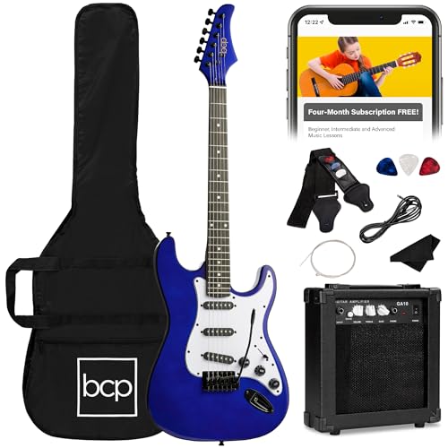 Best Choice Products 39in Full Size Beginner Electric Guitar Starter Kit w/Case, Strap, 10W Amp, Strings, Pick, Tremolo Bar - Sunburst
