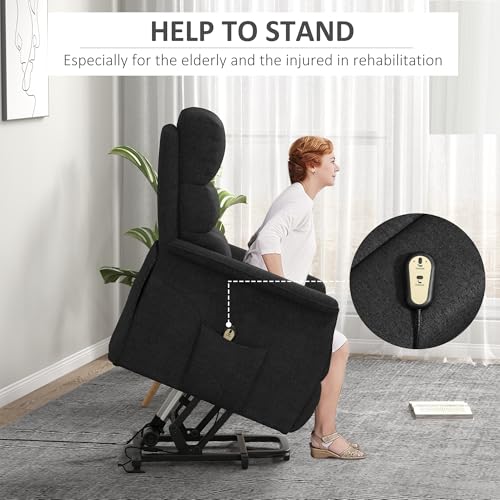 HOMCOM Power Lift Recliner Chair for Elderly, Easy Assembly, Fabric Lift Chair for Adults, Recliner Sofa with Remote Control