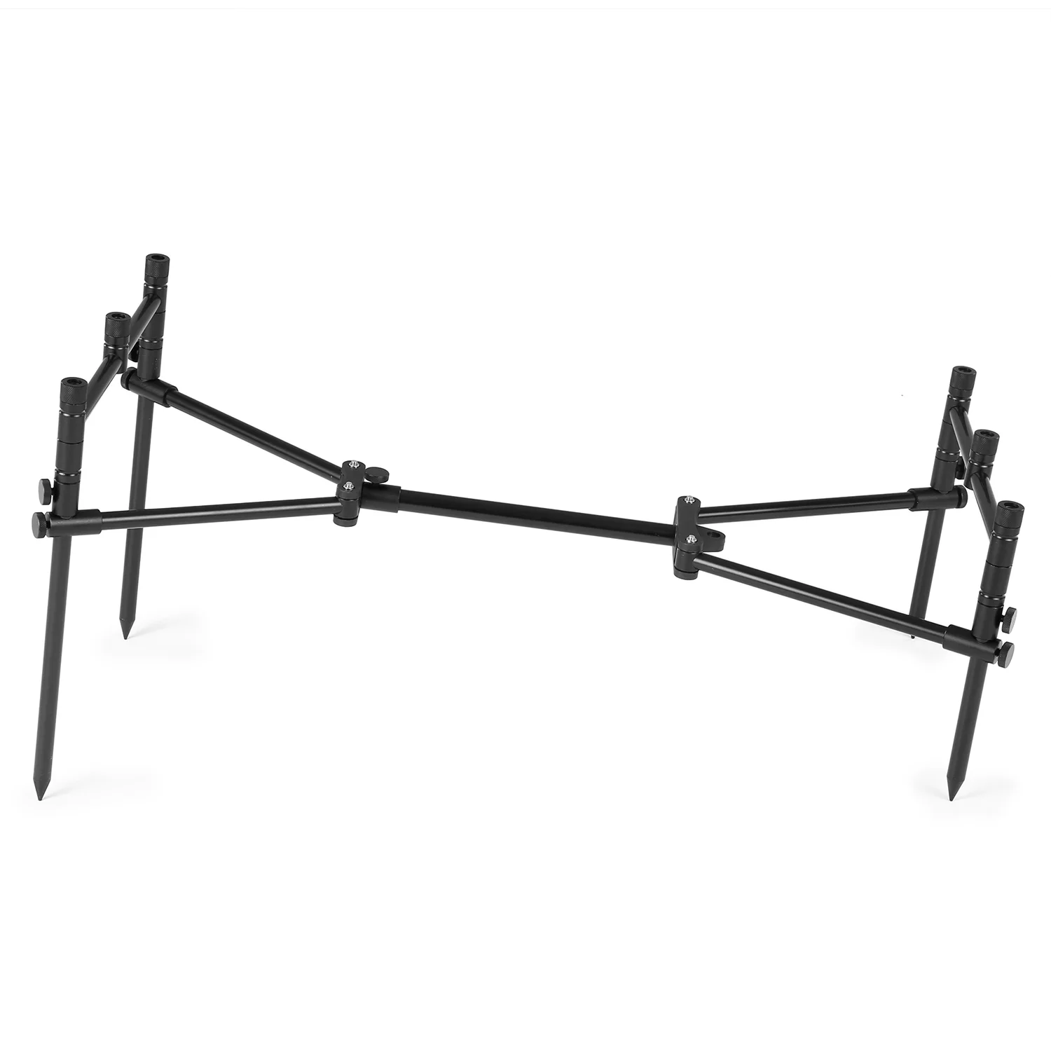 Andoer Detachable Fishing Rod Stand Buzz Bar Pole Rest Head Folding Retractable Fishing Rod Holder with Carry Bag