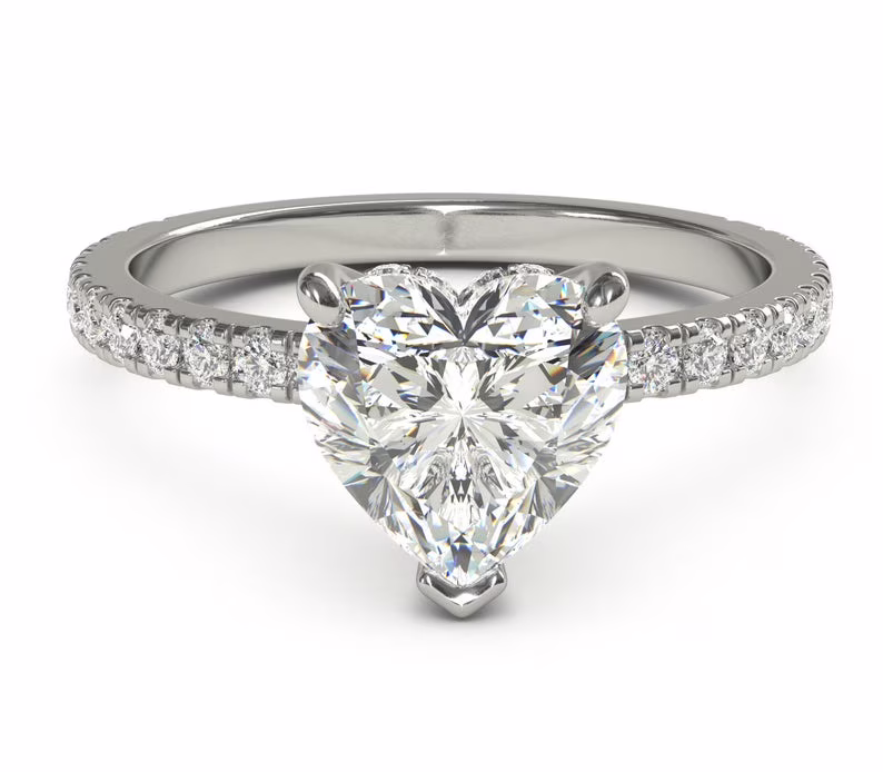 2.00 Ct Brilliant Heart Shaped Diamond Bridal Rings Solid 950 Platinum