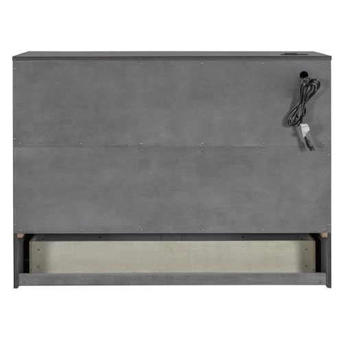 Harper & Bright Designs Full Size Murphy Bed Cabinet Wall Bed Chest with USB
