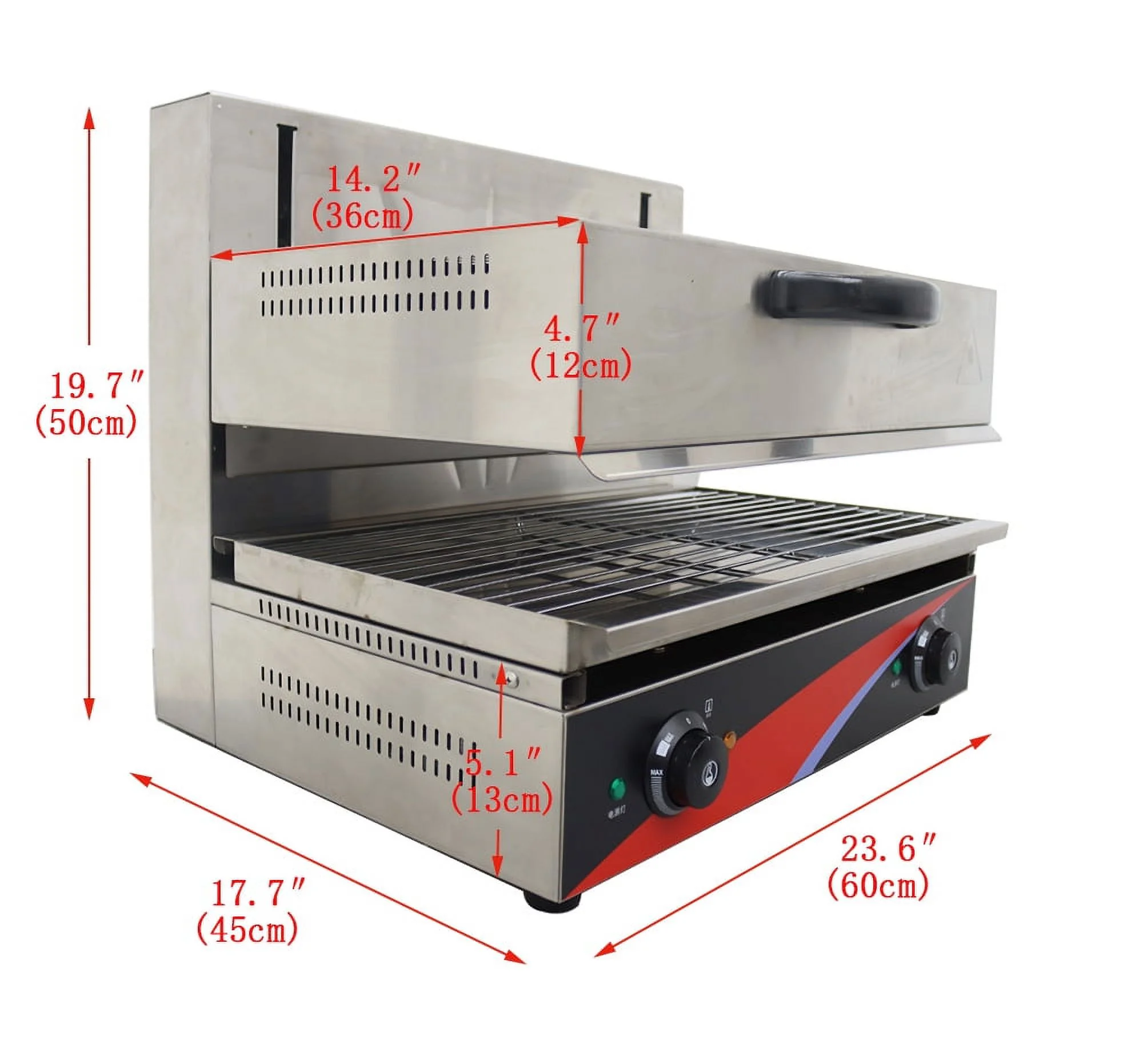 INTBUYING Electric Lift-Up Salamander Surface Stove Grill Barbecue Oven Cheese Melter Stainless Steel Kitchen Equipment 220V