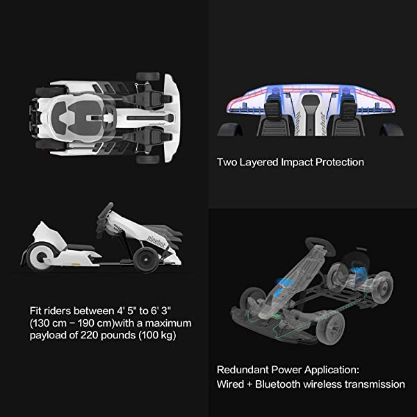 Segway Ninebot Electric GoKart Pro and Gokart Bundle, Outdoor Race Pedal Go Karting Car for Kids and Adults, Adjustable Length and Height