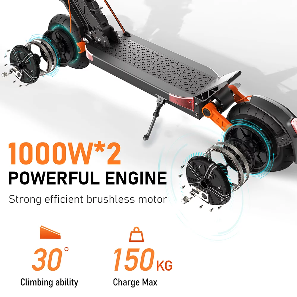 JOYOR S10S Dual Motor Electric Scooter, 2000W Motor Up to 37 MPH & 50 Miles Ranges, 10 Off-Road Tires Commuter Electric Scooter