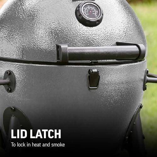 Char-Griller® AKORN® Jr. Portable Kamado Charcoal Grill and Smoker with Cast Iron Grates and Locking Lid with 155 Cooking Square Inches in Ash
