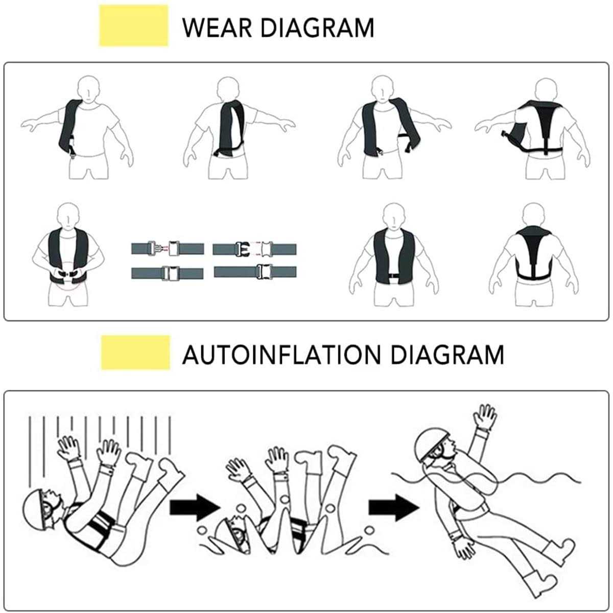 Magicorange Automatic Inflatable Life Jacket with Whistle,Adult Lifejacket Life Vest Preserver PFD for Boating Fishing Sailing Kayaking Surfing