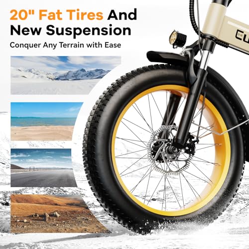 1000W Folding Electric Bike,48V 20AH Removable Battery E Bike,30+MPH,80 Miles Max Range Electric Bike for Adults,20" Fat Tire Foldable ebike