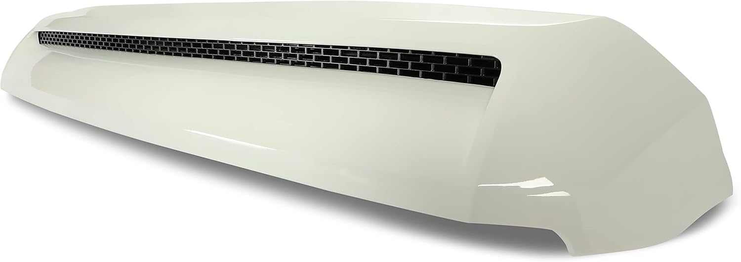 HECASA White Painted Hood Molding Hood trim Compatible with 2014-2021 Toyota Tundra engine Hood Bulge Grille Hood Scoop