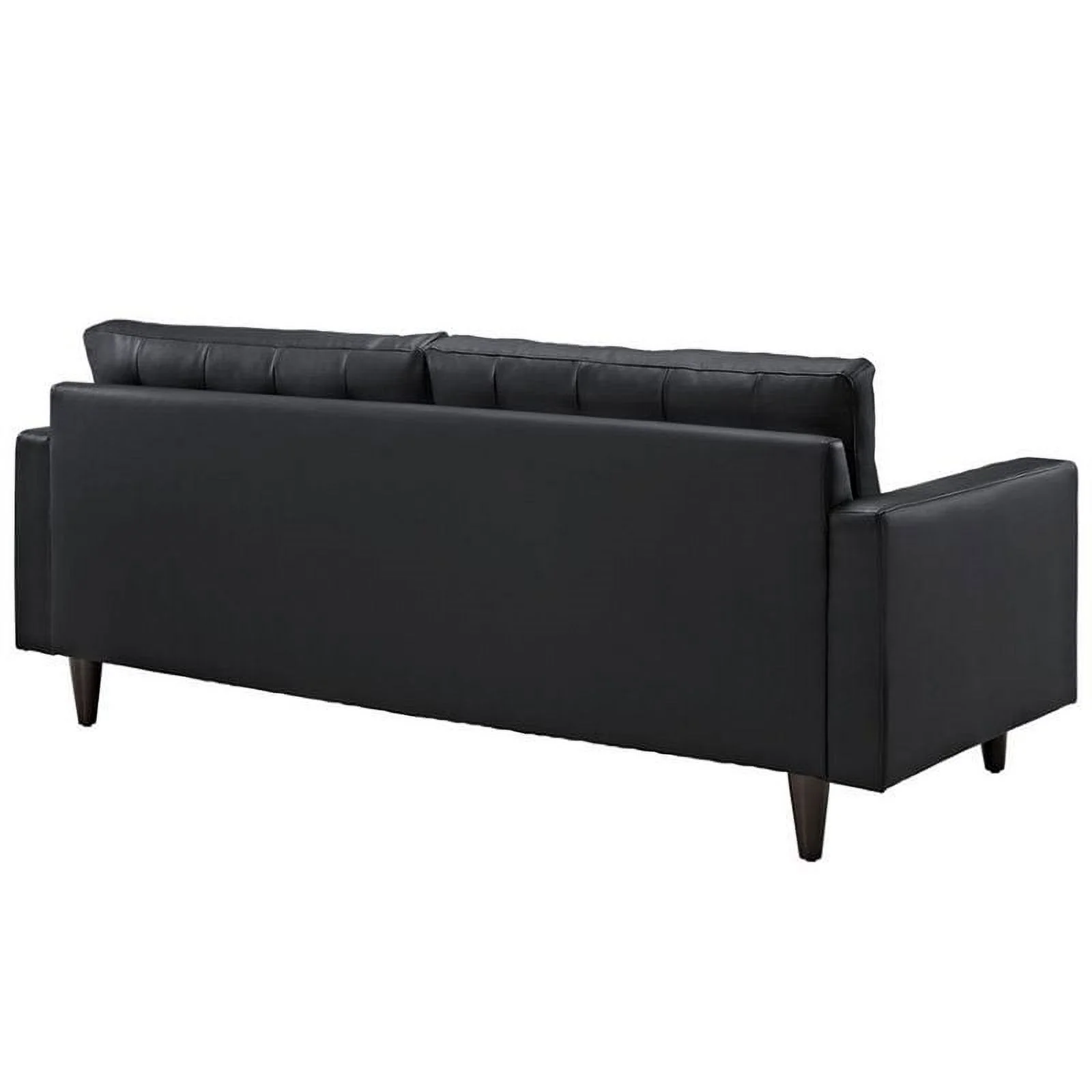 Maklaine Leather Tufted Sofa in Black