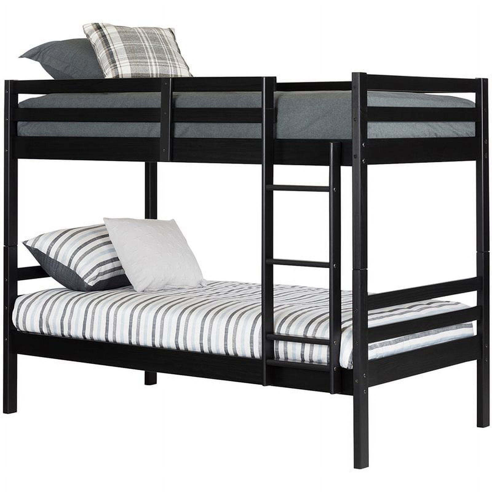 Pemberly Row Industrial Twin Over Twin Bunk Bed in Matte Black