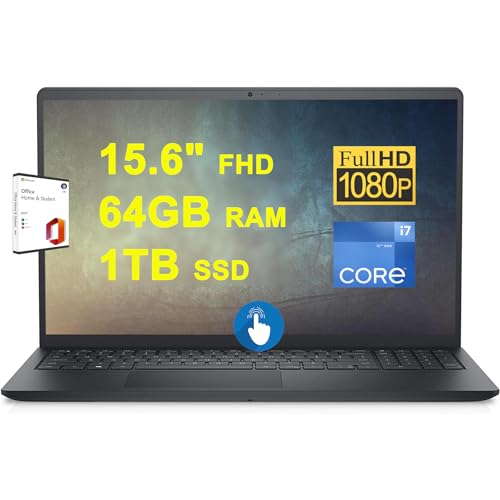 DELL Inspiron 15 3520 Business Laptop 15.6" FHD Anti-glare Touchscreen Intel 10-Core i7-1255U 32GB RAM 1TB SSD FHD Camera Microsoft Office 2019 Win11
